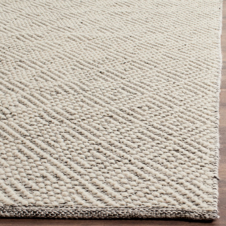Ivory and Light Grey Hand-Tufted Wool Square Rug