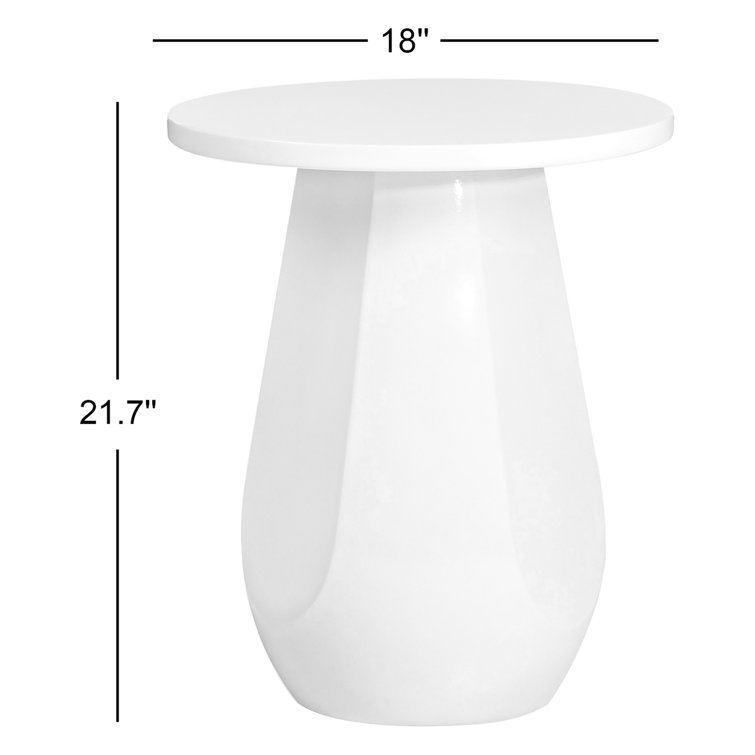 Olive Round Glass Fiber Pedestal End Table