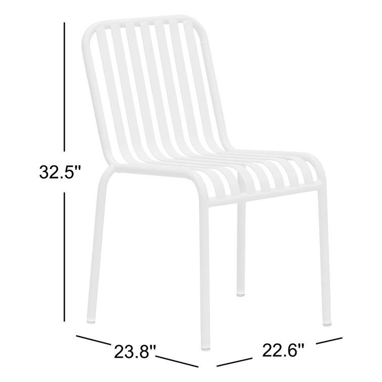Dark Blue Powder Coated Steel Armless Stackable Outdoor Chairs, Set of 2