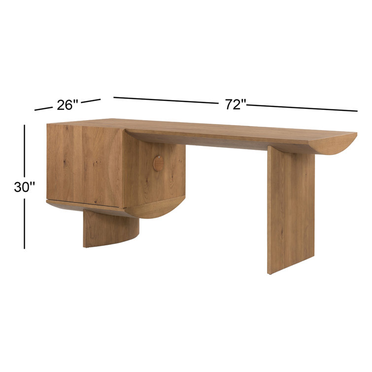 Contemporary Modern Home Office Desk in Warm Grey-Brown Oak Veneer
