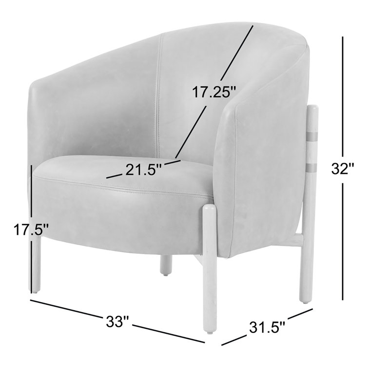 Palermo Cognac Leather Barrel Accent Chair with Toasted Oak Base