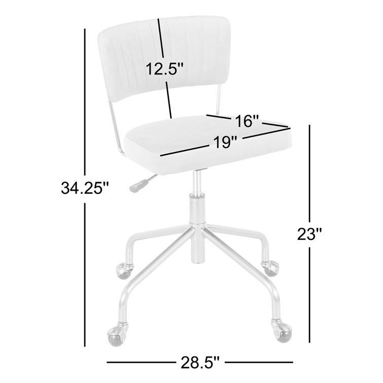 Tania Contemporary Black Velvet 28.5" Swivel Task Chair