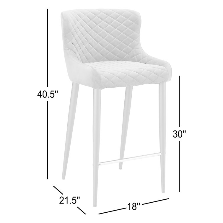Etta 18'' Wide Dark Blue Velvet Tufted Counter Stool