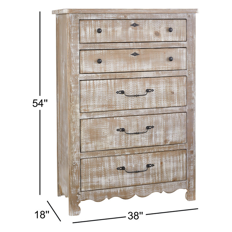Chatsworth Chalk White 5-Drawer Farmhouse Chest with Bronze Hardware