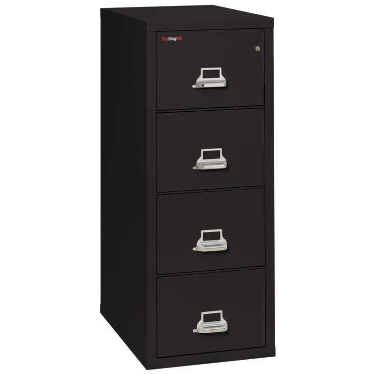 Black Fire Resistant 4-Drawer Vertical Steel File Cabinet