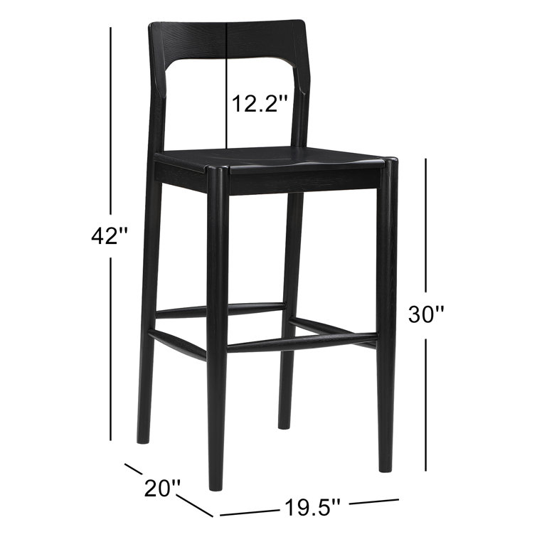 Adjustable Black Oak Bar Stool with Semi-Gloss Finish