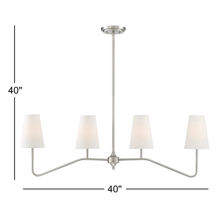 Brushed Nickel 4-Light Kitchen Island Pendant with White Shades