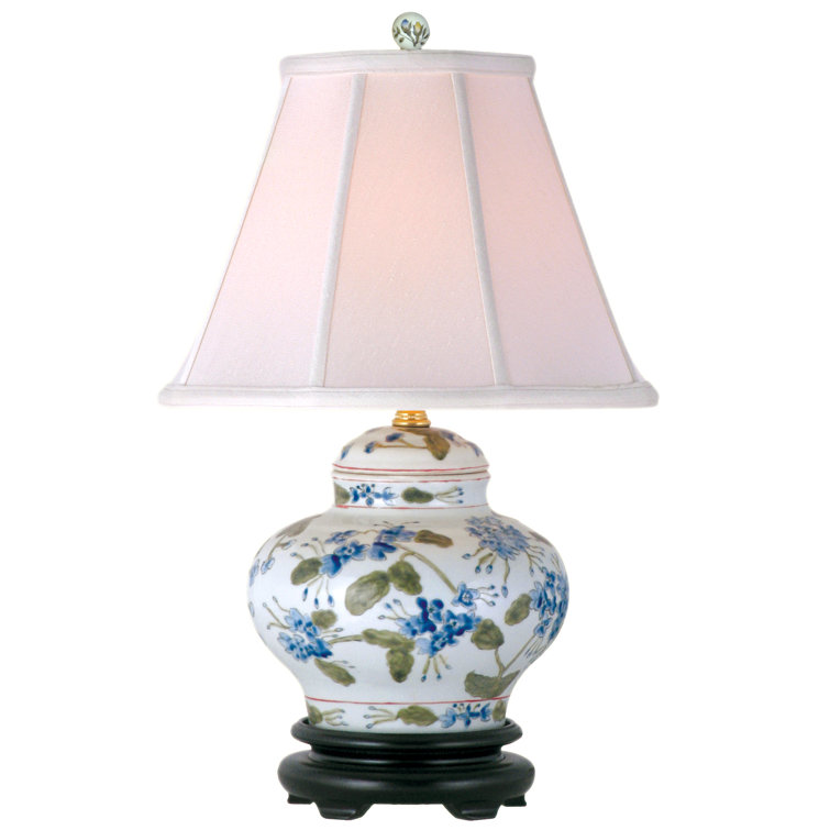 Edison White Porcelain Table Lamp with Floral Design