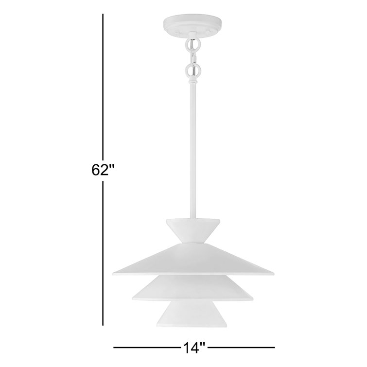 White Metal Cone Pendant Light with Adjustable Rod