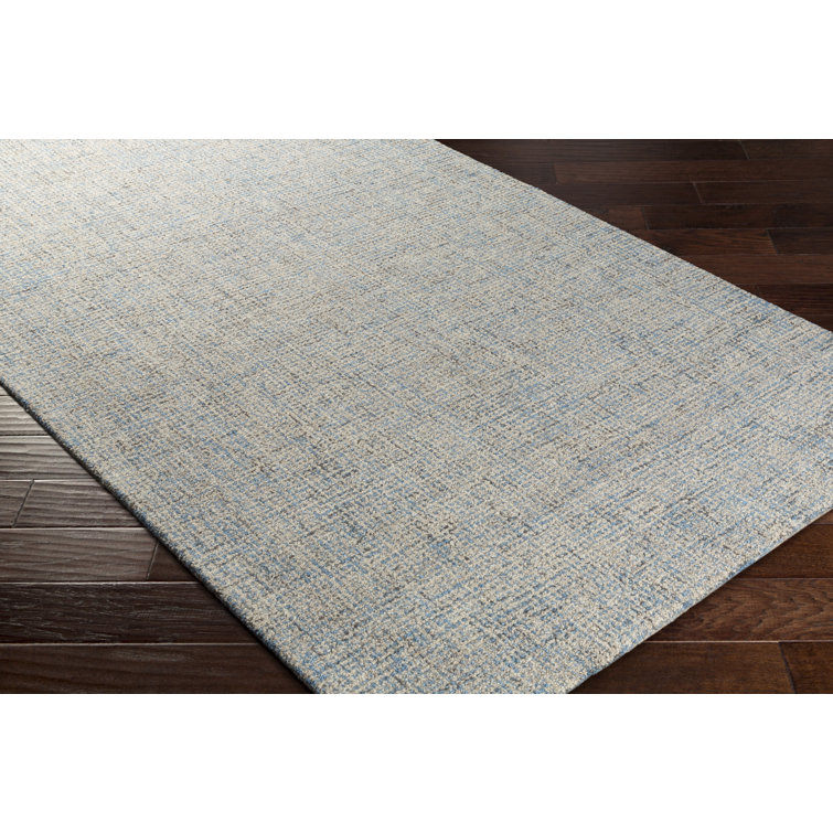Hand-Tufted Artisan Blue Wool Rectangular Rug 2'x3'
