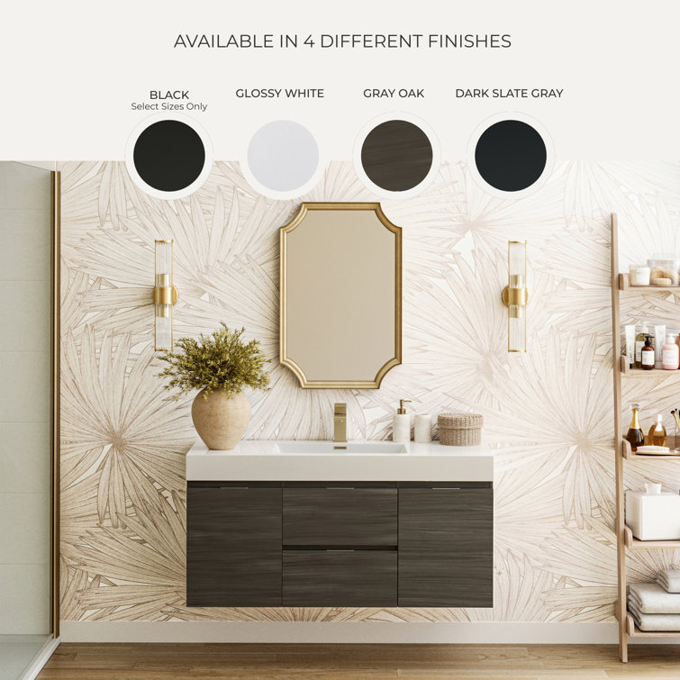 Valencia 60" Glossy White Wall Mount Double Vanity