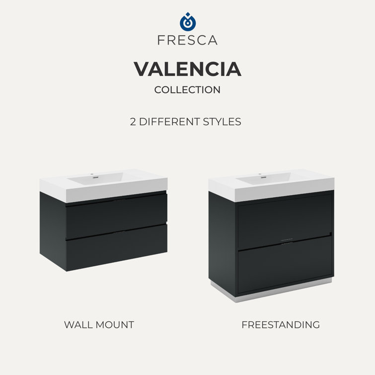 Valencia 48" Gray Oak Wall-Mount Double Sink Vanity