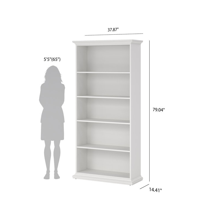 Sonoma Tall Wide Adjustable White Wood 5-Shelf Bookcase