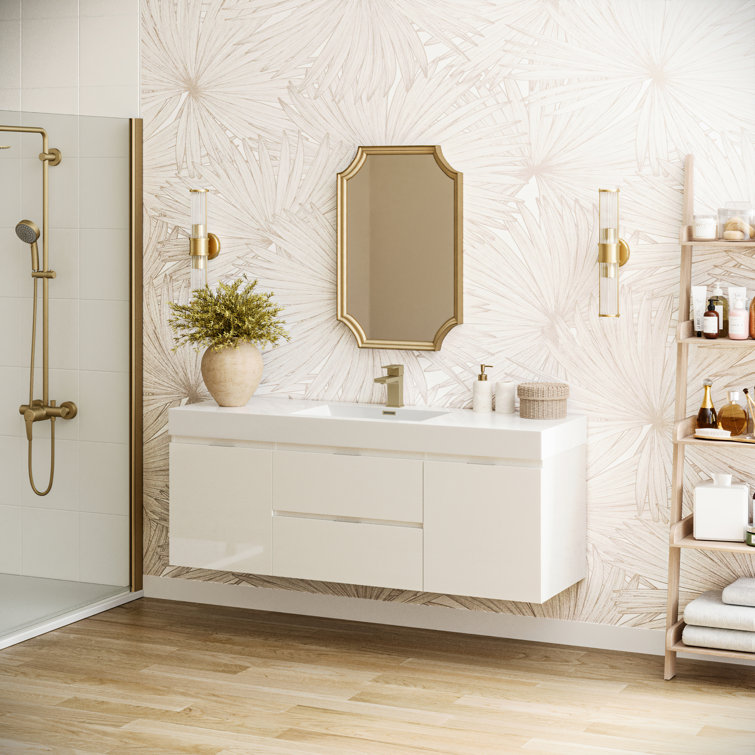 Valencia 60" Glossy White Wall Mount Double Vanity