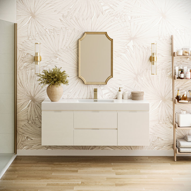 Valencia 60" Glossy White Wall Mount Double Vanity