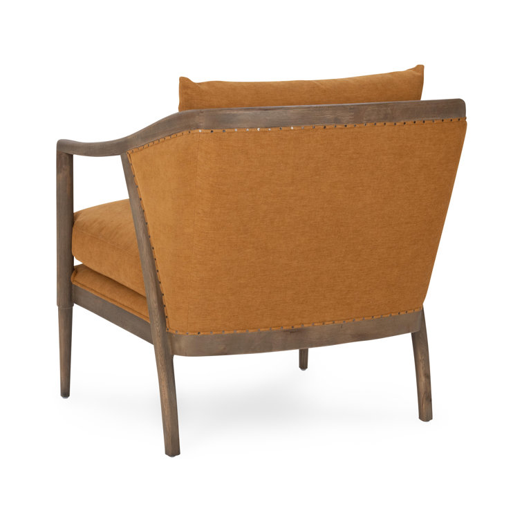 Transitional Beige Leather Swivel Accent Chair with Oak Accents