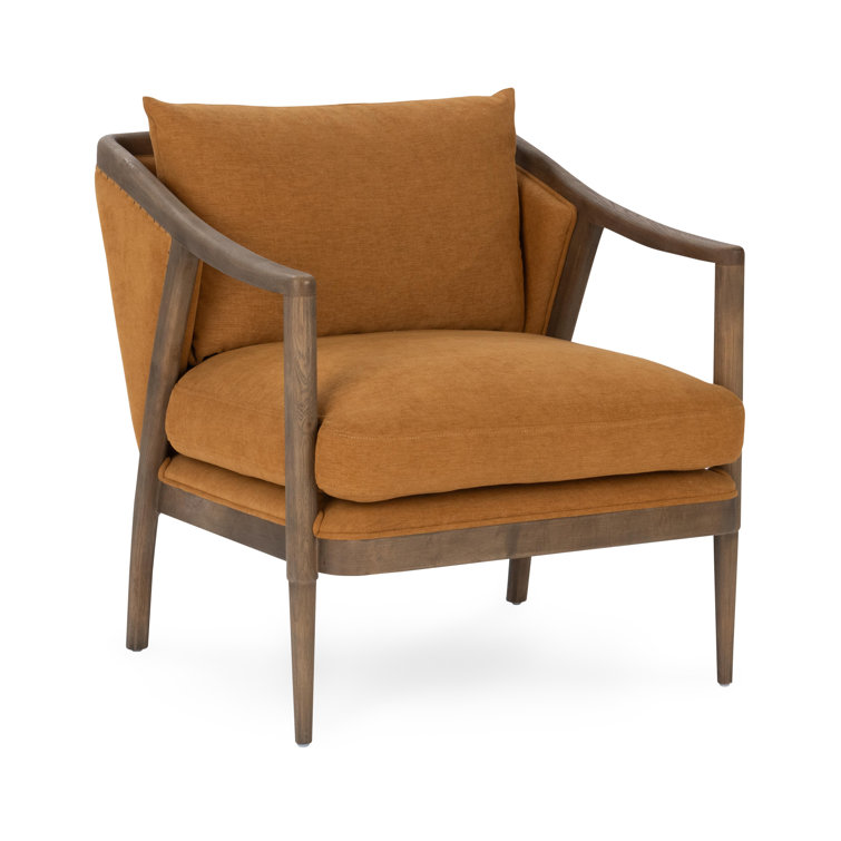 Transitional Beige Leather Swivel Accent Chair with Oak Accents