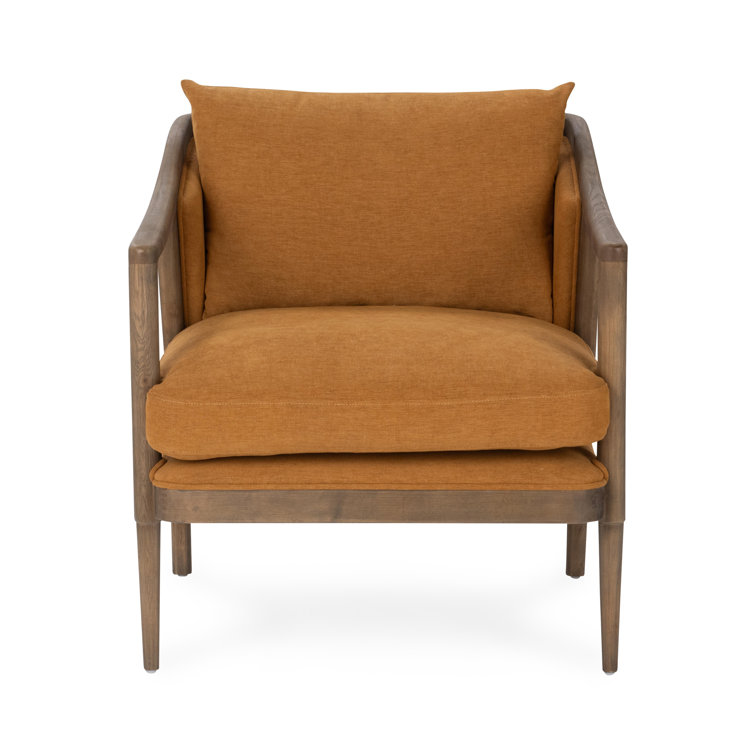 Transitional Beige Leather Swivel Accent Chair with Oak Accents