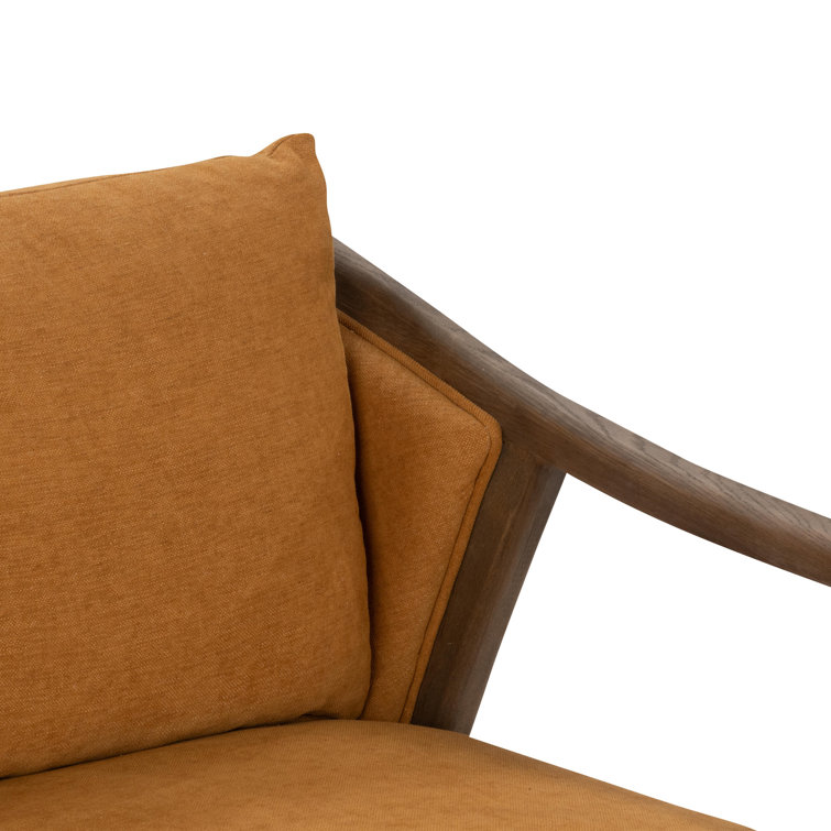Transitional Beige Leather Swivel Accent Chair with Oak Accents