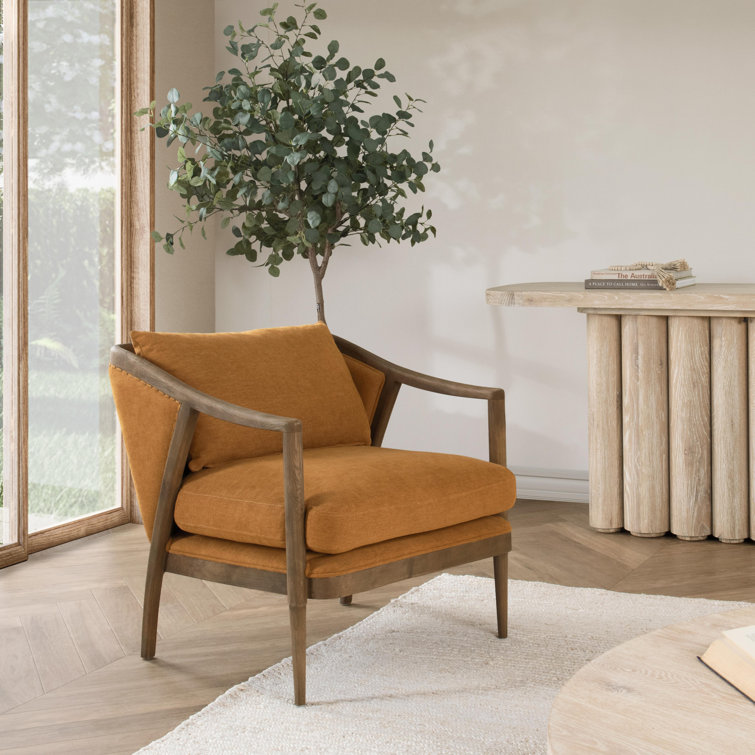 Transitional Beige Leather Swivel Accent Chair with Oak Accents