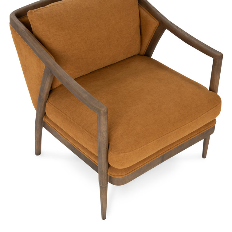 Transitional Beige Leather Swivel Accent Chair with Oak Accents