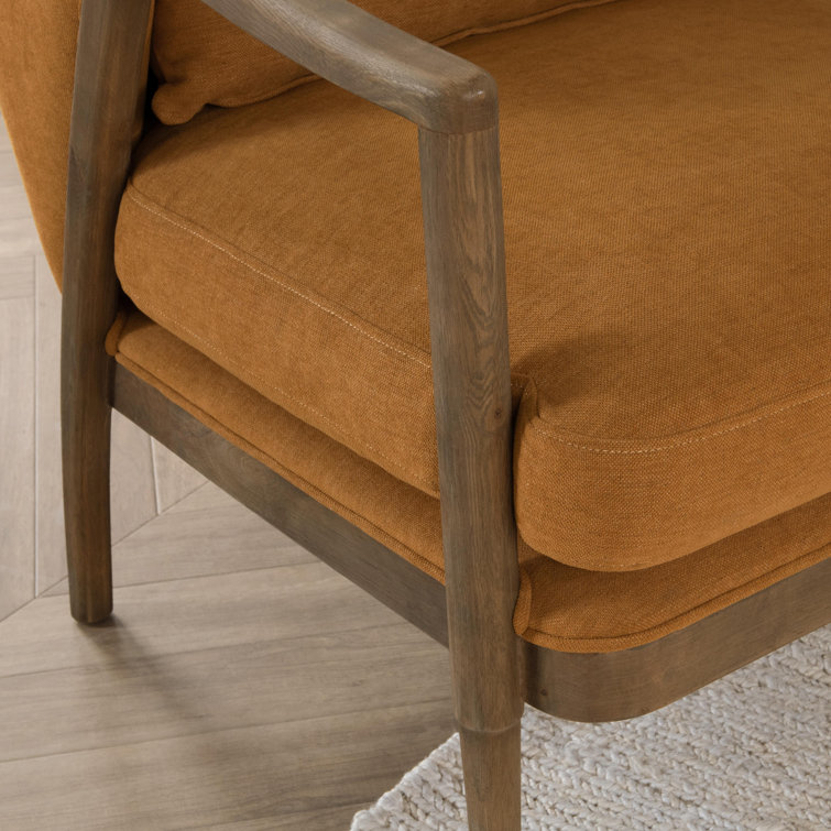 Transitional Beige Leather Swivel Accent Chair with Oak Accents