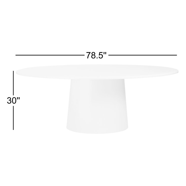 Contemporary Mid-Century 78'' Oval Wood Dining Table in Matte White