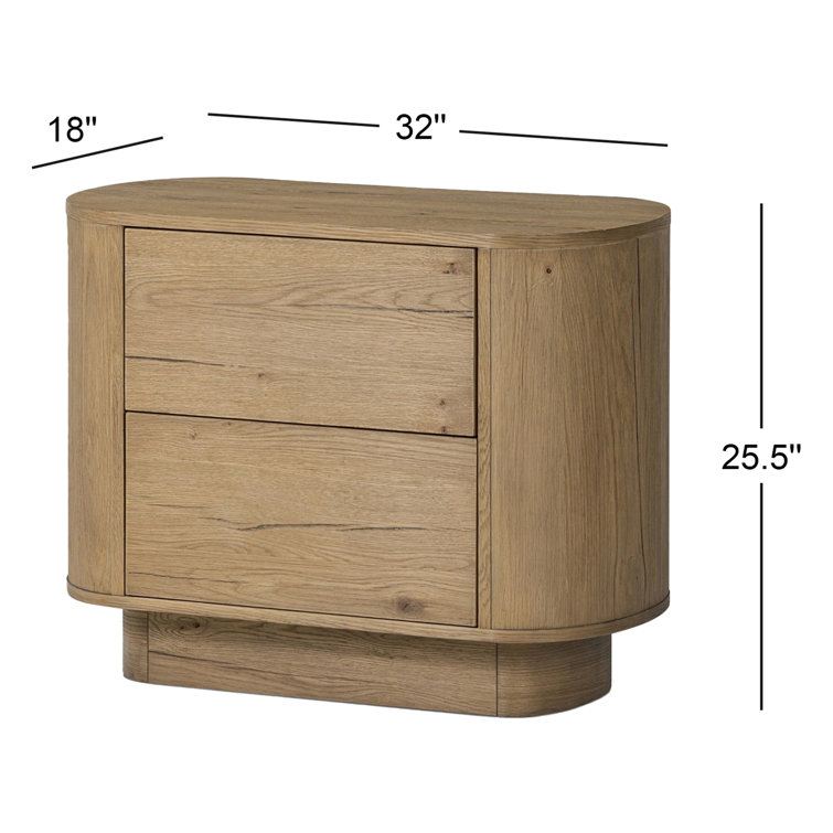 Paden Sculptural Aged Black Acacia 2-Drawer Nightstand