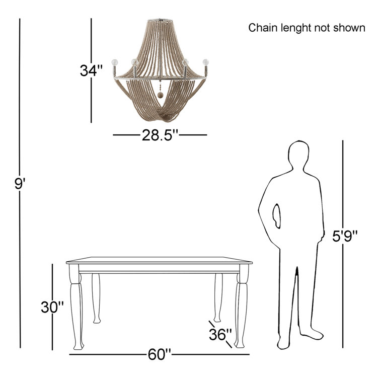 Mystic Sand Beaded 6-Light Empire Chandelier with Distressed Finish