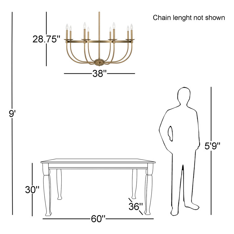 Rylann Aged Brass 8-Light Candle Style Chandelier