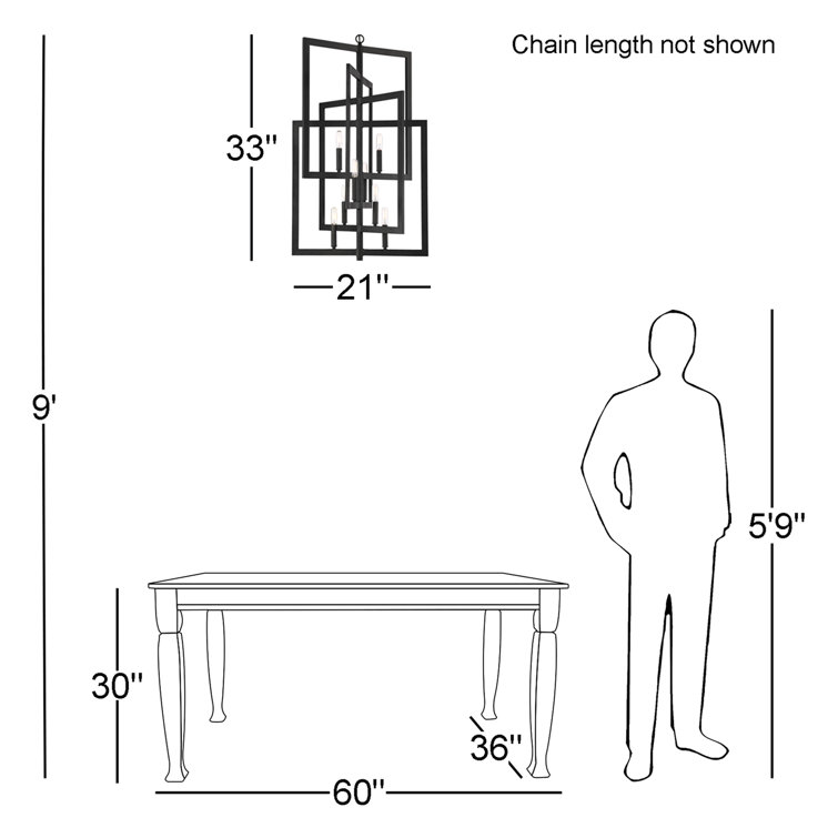Espresso Geometric 8-Light Steel Chandelier