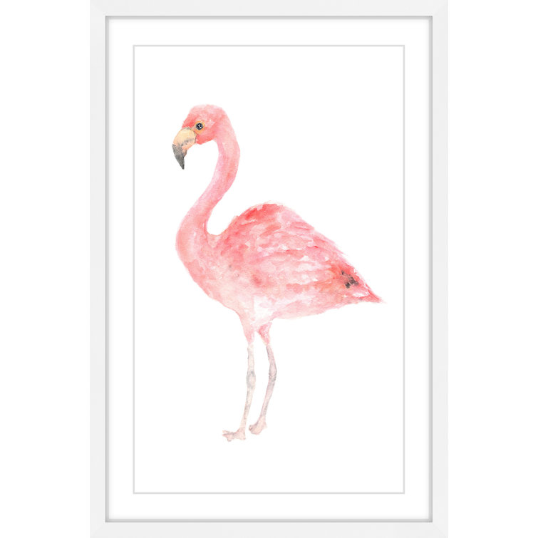 Large Pink Flamingo Canvas Print with White Frame