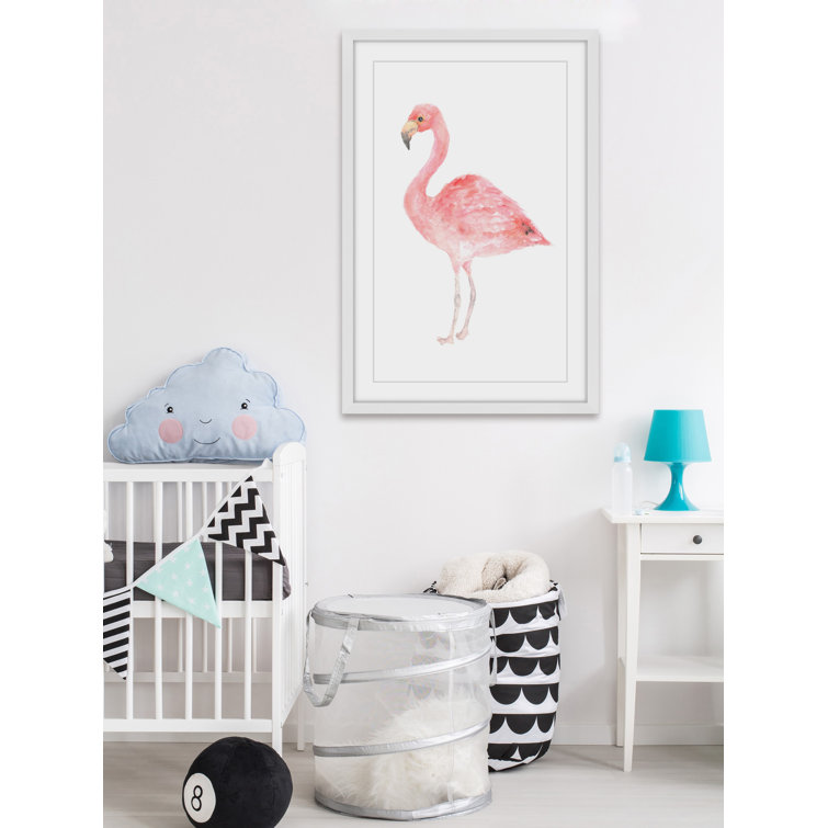 Large Pink Flamingo Canvas Print with White Frame