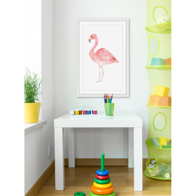 Large Pink Flamingo Canvas Print with White Frame