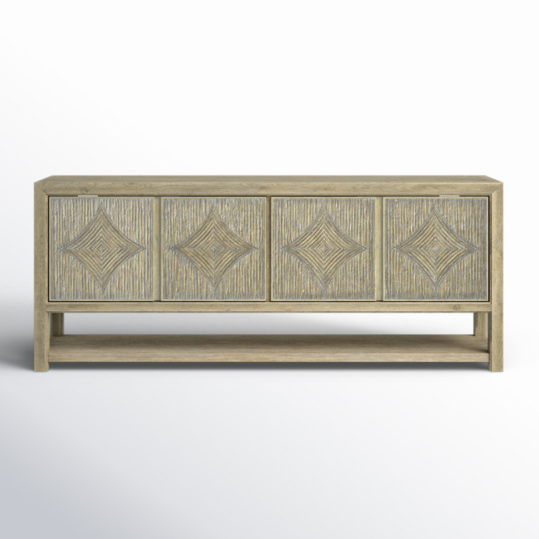 Anders Coastal Cool Wood Media Console with Reeded Facade