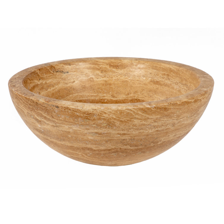 Eden Bath 14'' Beige Travertine Stone Vessel Sink
