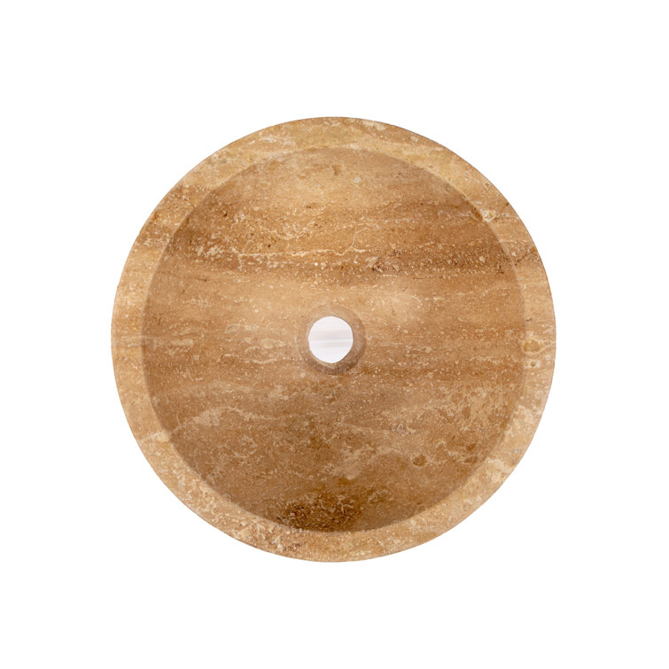 Eden Bath 14'' Beige Travertine Stone Vessel Sink