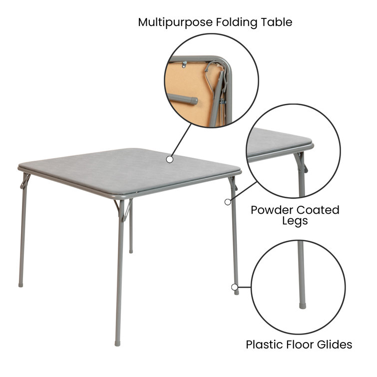 Gray Metal and Vinyl Square Folding Card Table