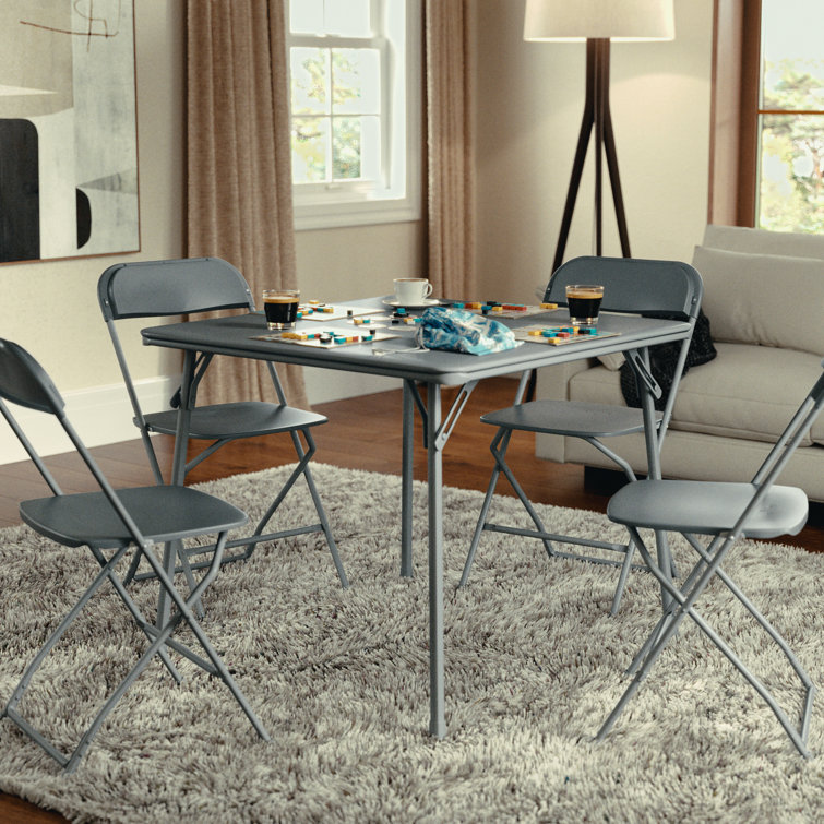 Gray Metal and Vinyl Square Folding Card Table