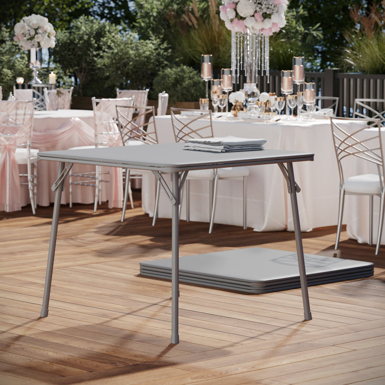 Gray Metal and Vinyl Square Folding Card Table