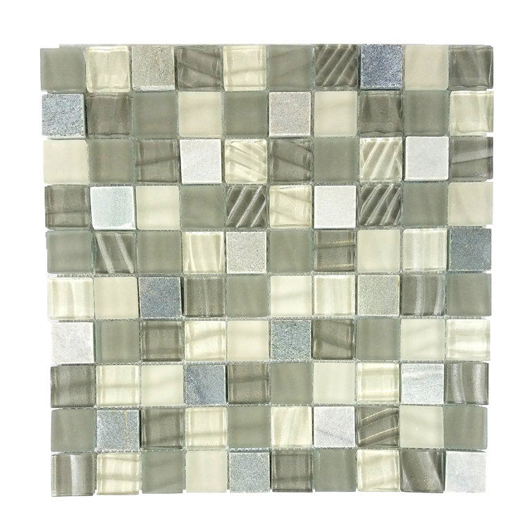 Shell Gray Multi-finish Glass and Stone Mosaic Tile
