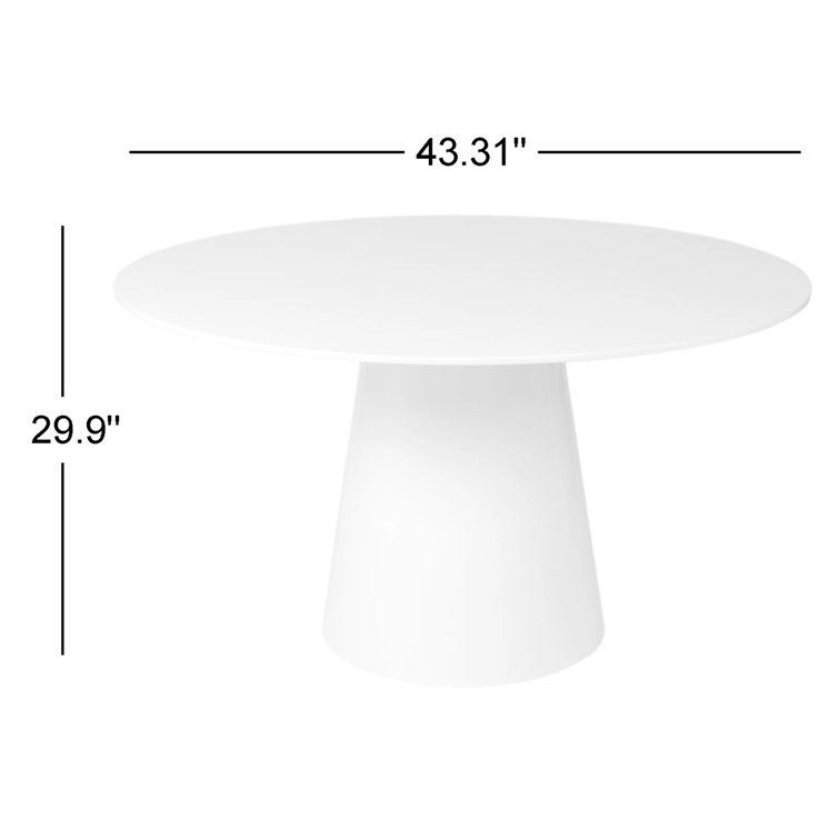 Matte White Round Pedestal Dining Table with MDF Finish