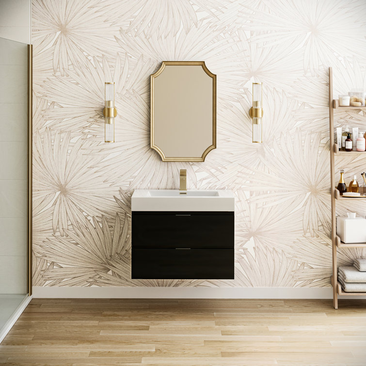Valencia 30" Glossy Gray Wall-Mounted Modern Vanity with Integrated Sink