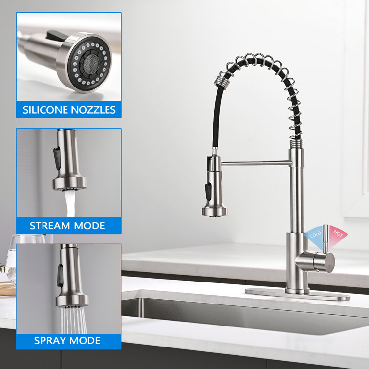 Stainless Steel Pull-Down Kitchen Faucet with Soap Dispenser