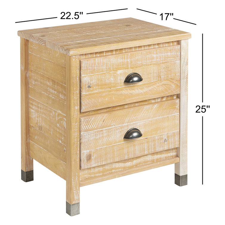 Baja Elegance 2-Drawer Barnwood Nightstand with Steel Accents