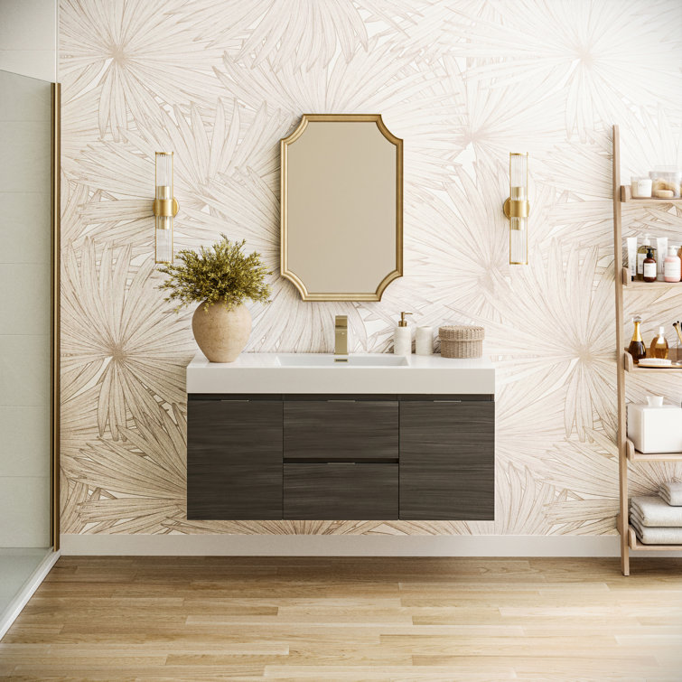 Valencia 48" Gray Oak Wall-Mount Double Sink Vanity