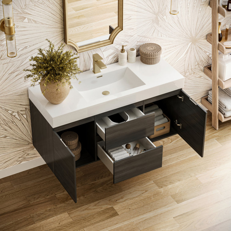 Valencia 48" Gray Oak Wall-Mount Double Sink Vanity