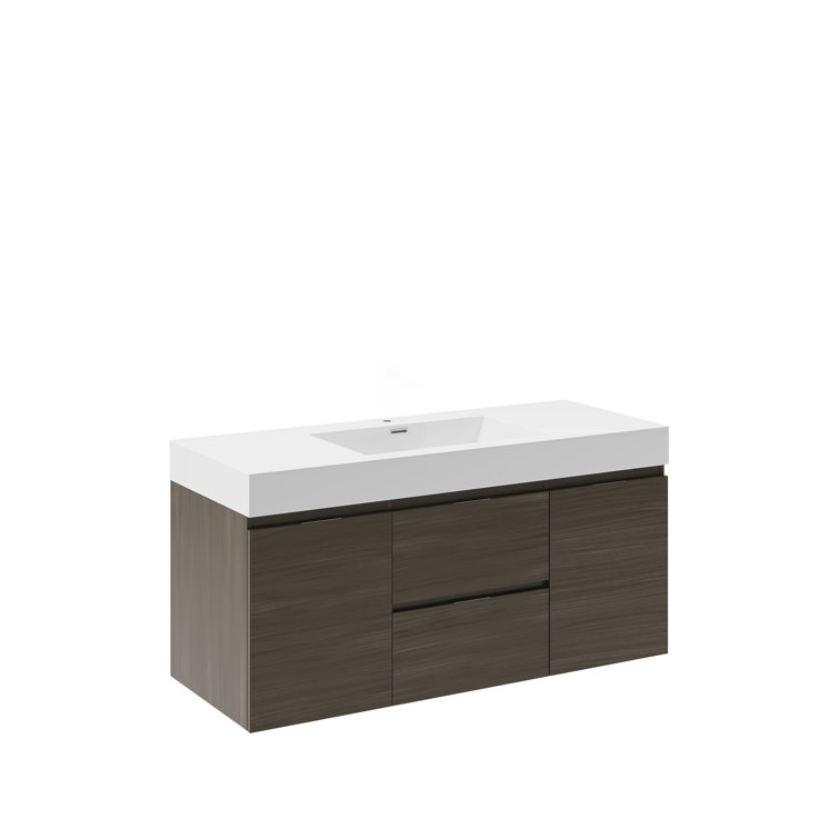 Valencia 48" Gray Oak Wall-Mount Double Sink Vanity