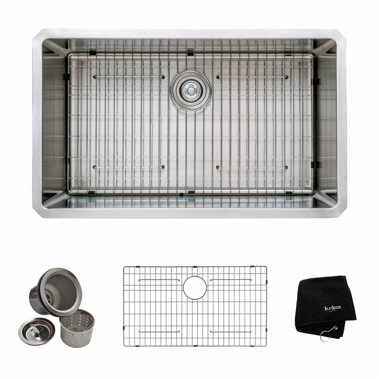 32-Inch Satin Stainless Steel Undermount Kitchen Sink with Accessories