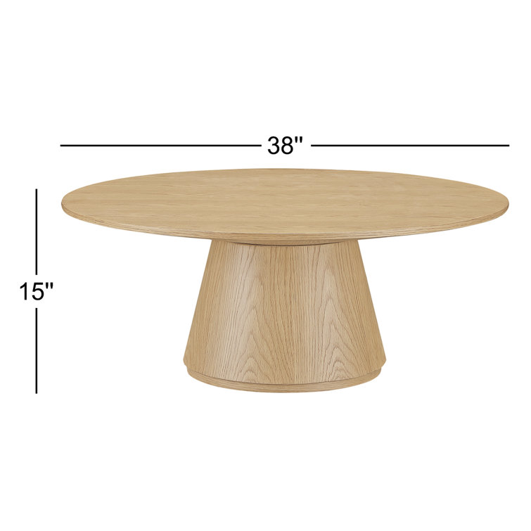 Oak Round Pedestal Base Coffee Table